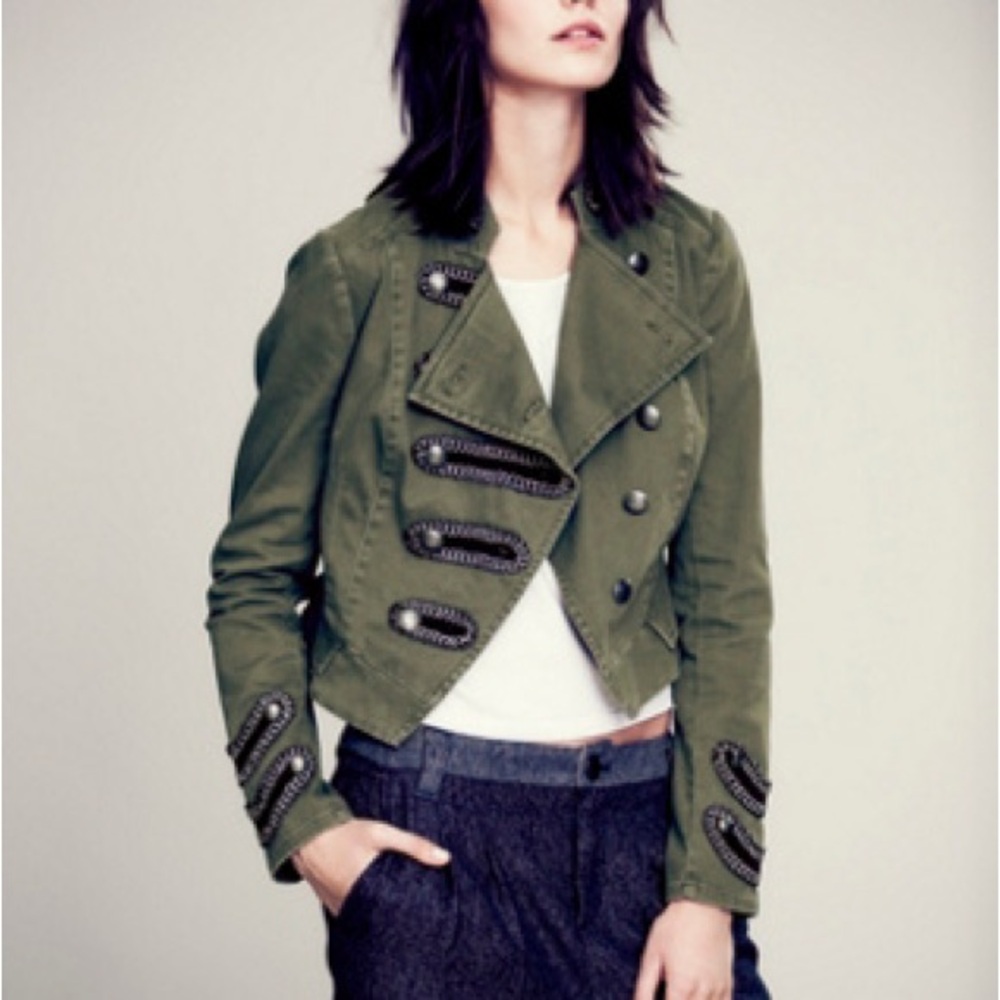 Free People Keep Us Together Marching Band Military Jacket Size 4